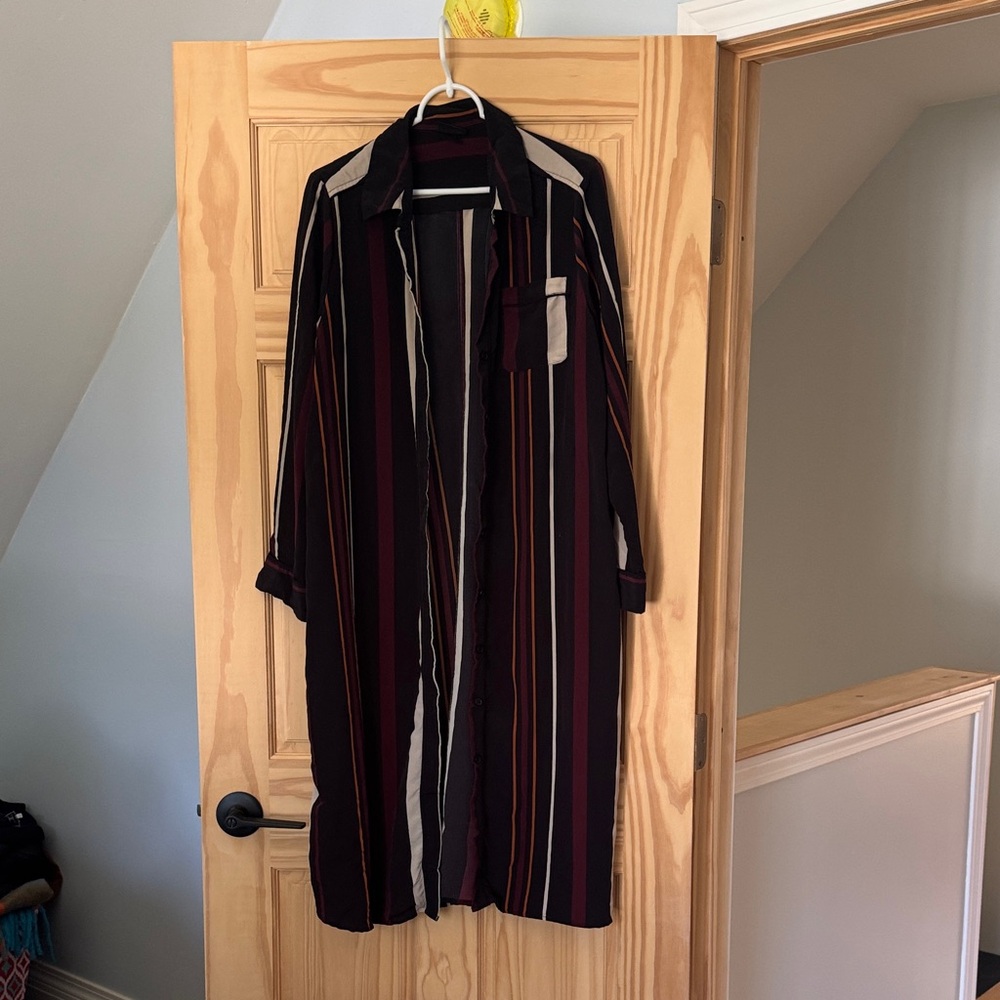 Who What Wear Black and Red Striped Tunic
